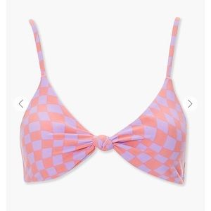 NWT Forever 21 Salmon/Lavender Checker Bikini Top— Small